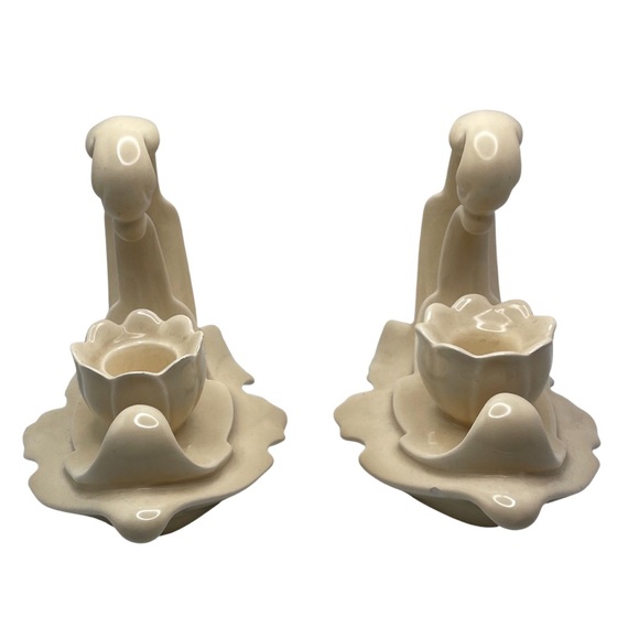 Vtg Freeman & McFarlin Candle Holders- Off White - Picture 2 of 6